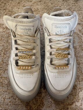 Reebok Cream and Gold Classic Lace-Up Sneakers
